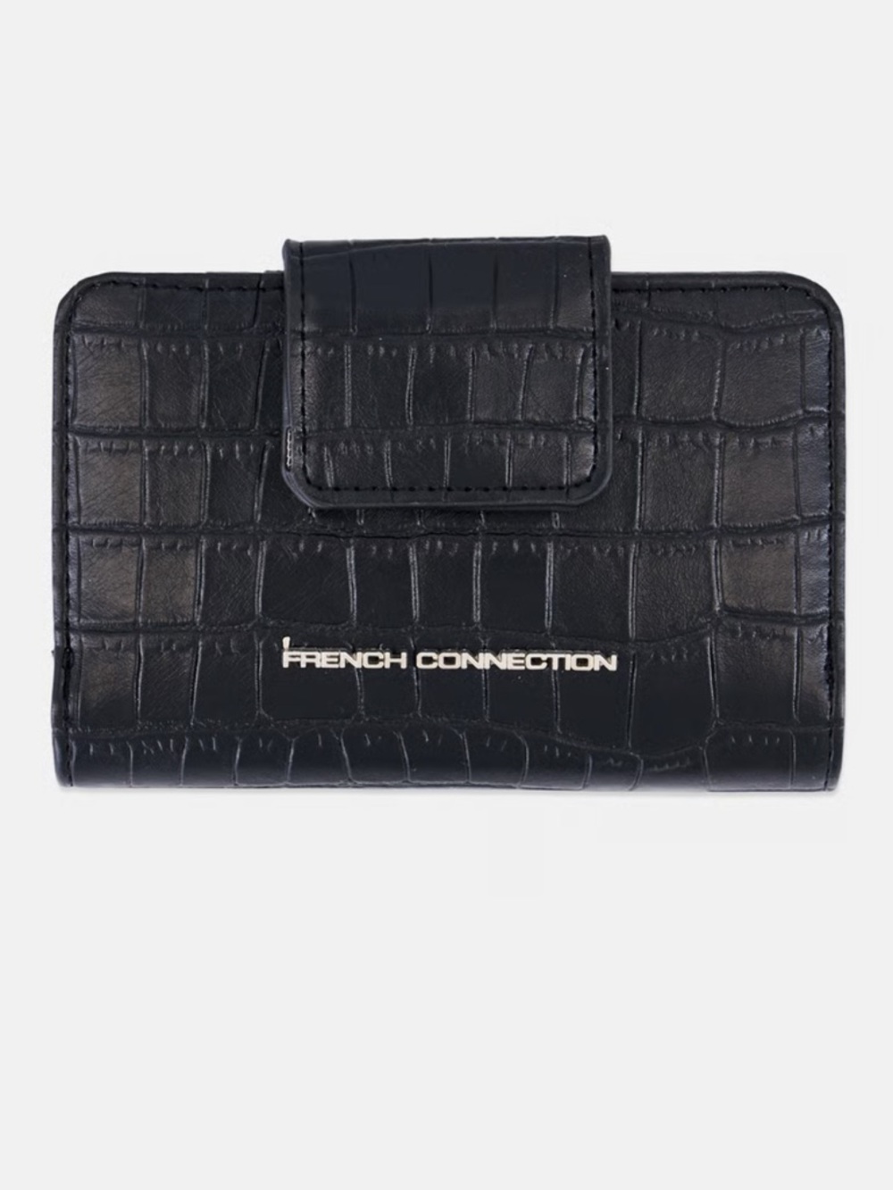 French Connection Black Croc-Pattern Wallet